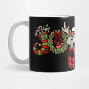 Christmas Joy Dwarf Stocking Reindeer White Labrador Mug